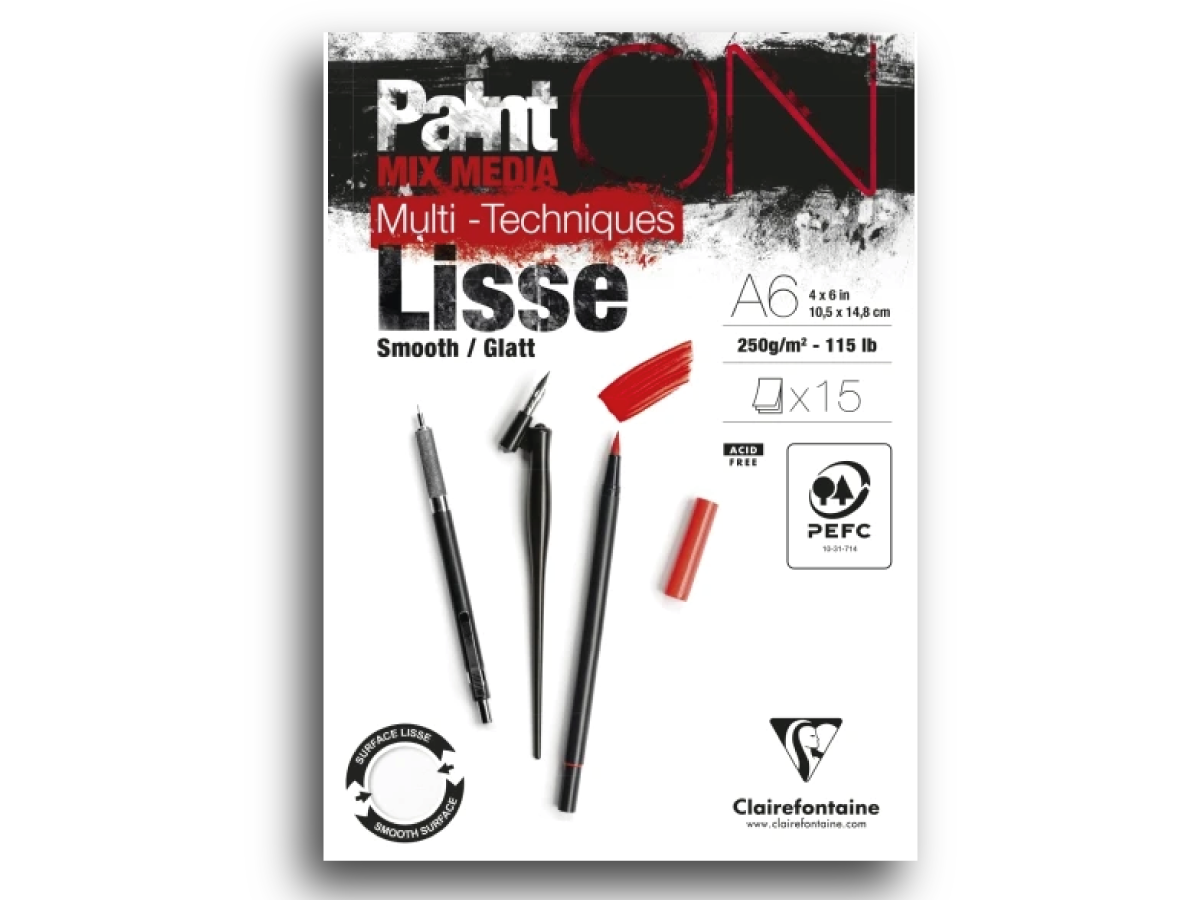 CLAIREFONTAINE PAINT-ON LISSE BLOCK 250GRAMM 15 BLATT A6 1