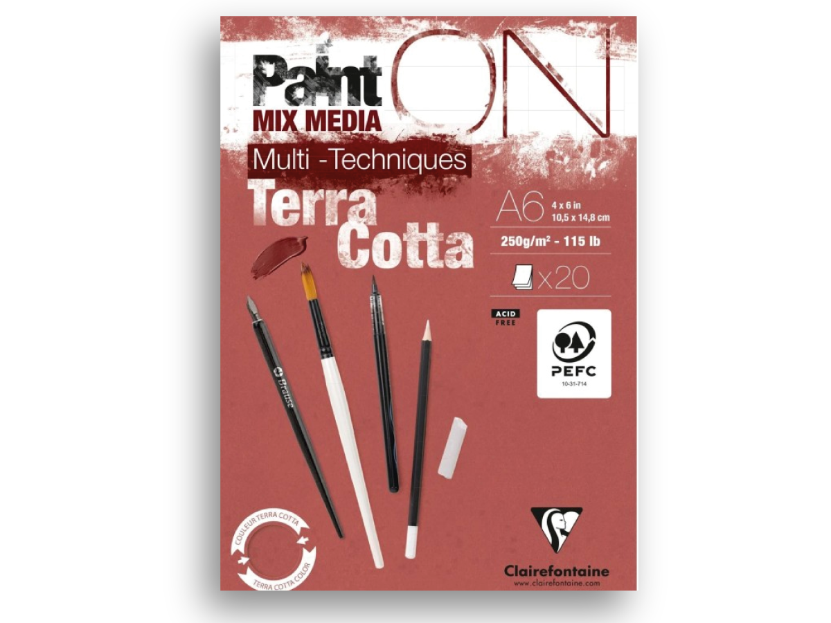 CLAIREFONTAINE PAINT-ON TERRACOTTA BLOCK A6 250GRAMM 20 BLATT 1