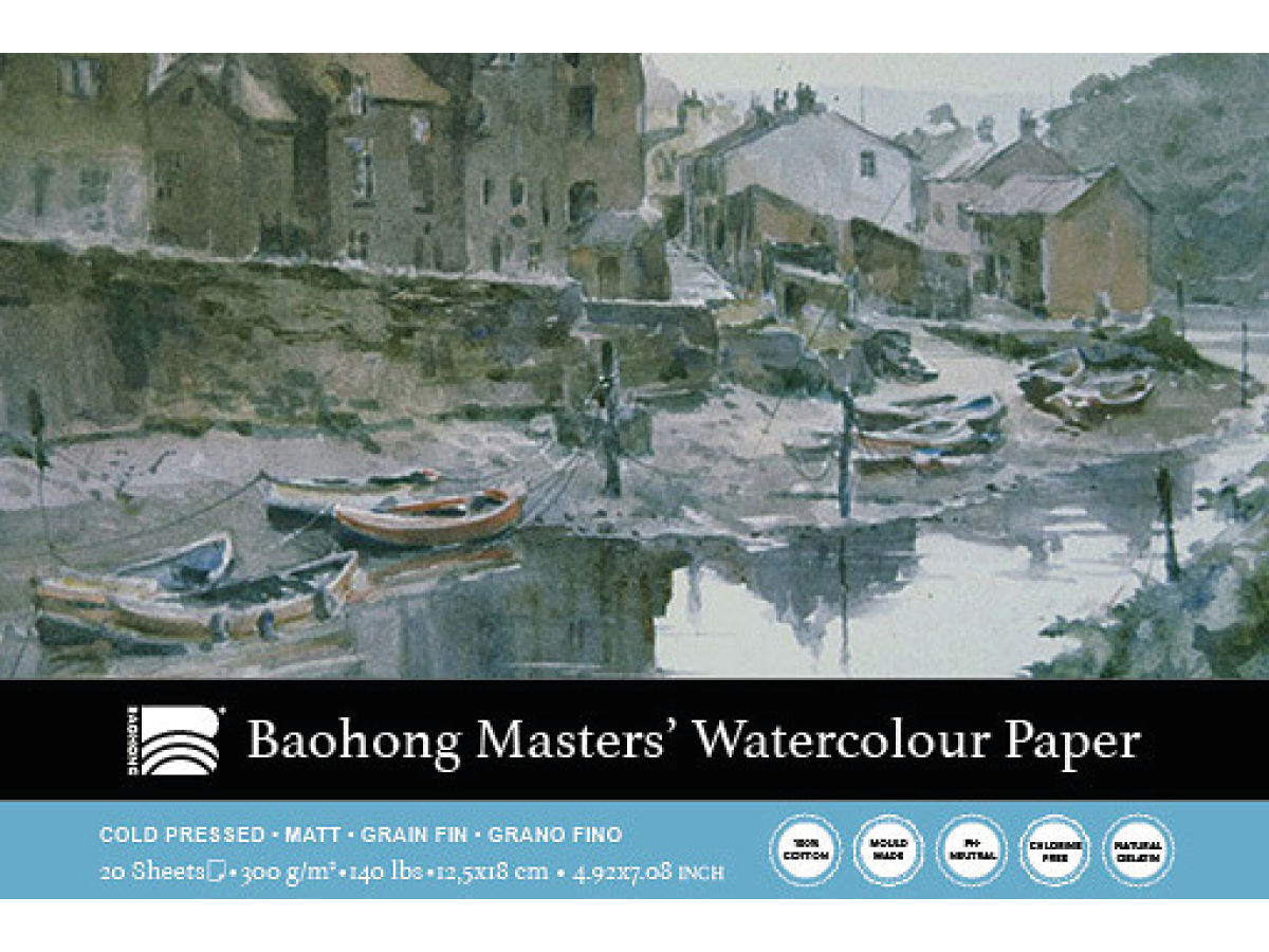 BAOHONG AQUARELLPAPIER 12,5X18CM 300GR MATT 20BLATT 1