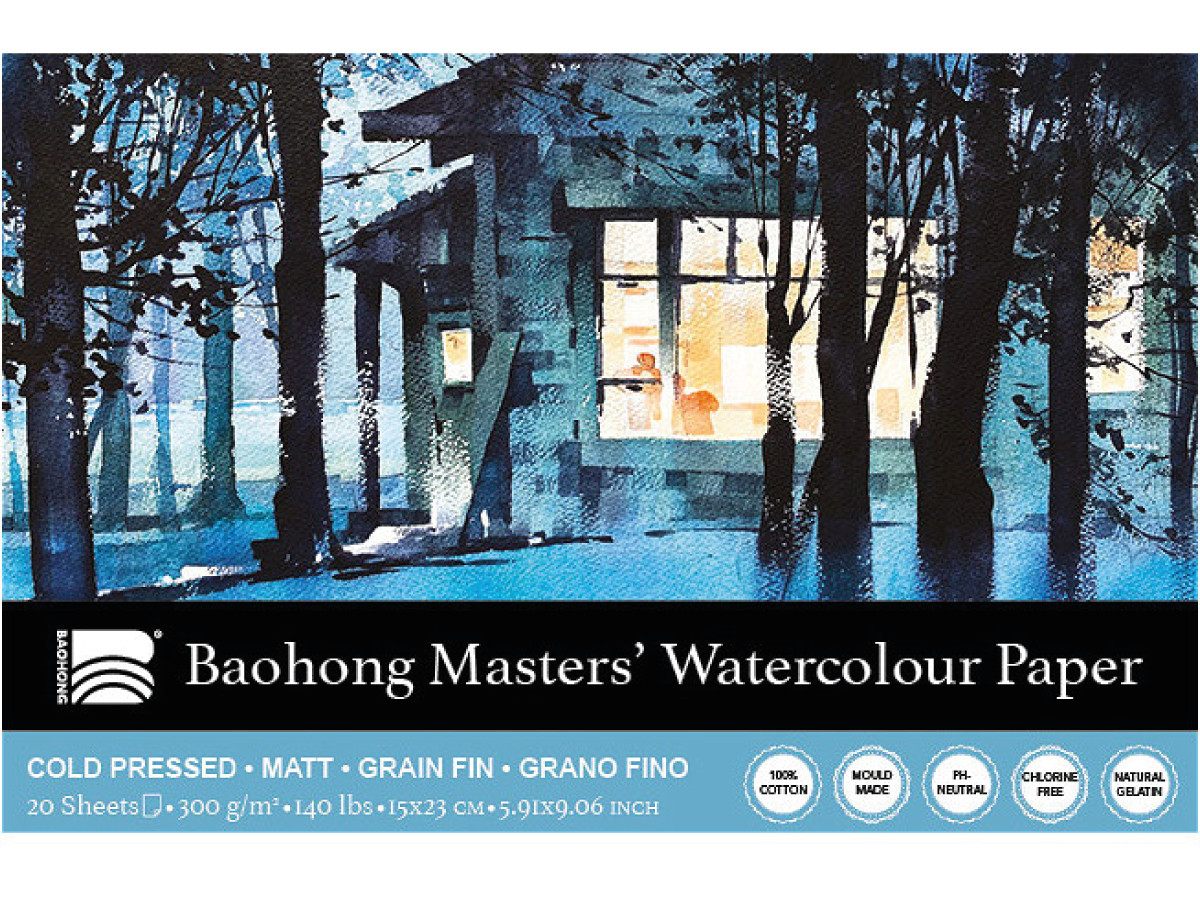 BAOHONG AQUARELLPAPIER 15X23CM 300GR MATT 20BLATT 1