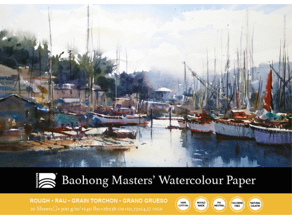 BAOHONG AQUARELLPAPIER 26X36CM 300GR RAU 20BLATT 1