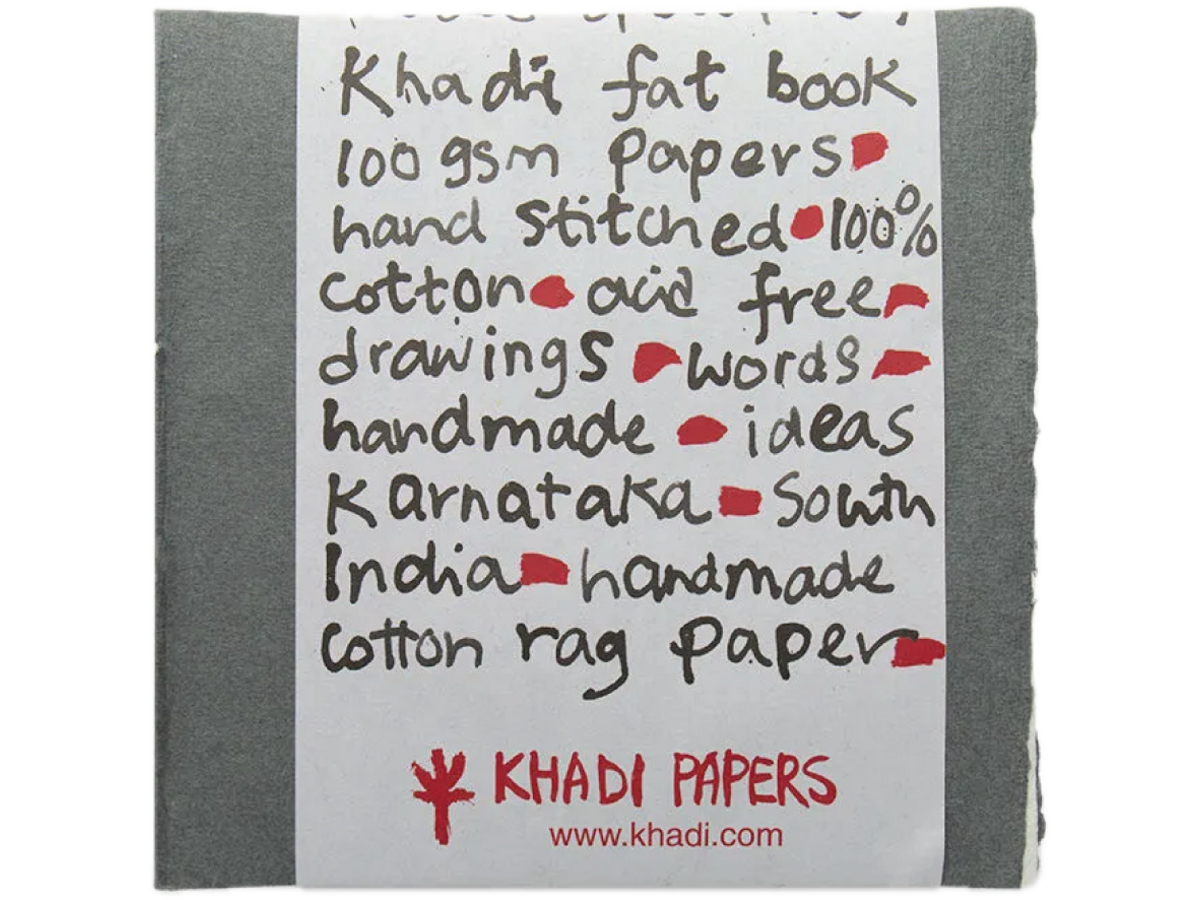 KHADI INDIA HADERNPAPIER FAT BOOK 21X21CM 100GRAMM 96 SEITEN WEISS RAU 1