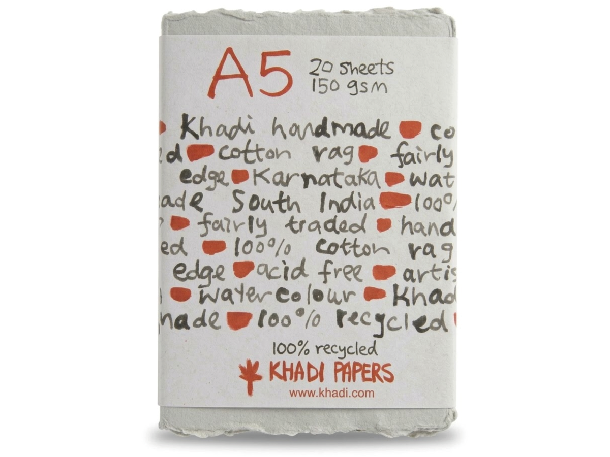 KHADI INDIA HADERNPAPIER A5 150G/M² MEDIUM 20 BLATT HELL GRAU 1