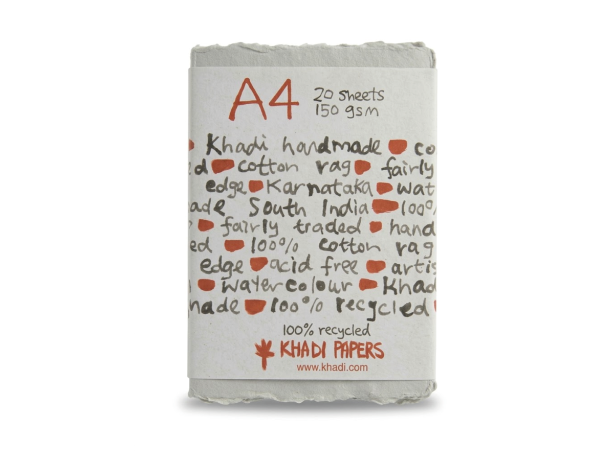 KHADI INDIA HADERNPAPIER A4 150G/M² MEDIUM 20 BLATT HELL GRAU 1