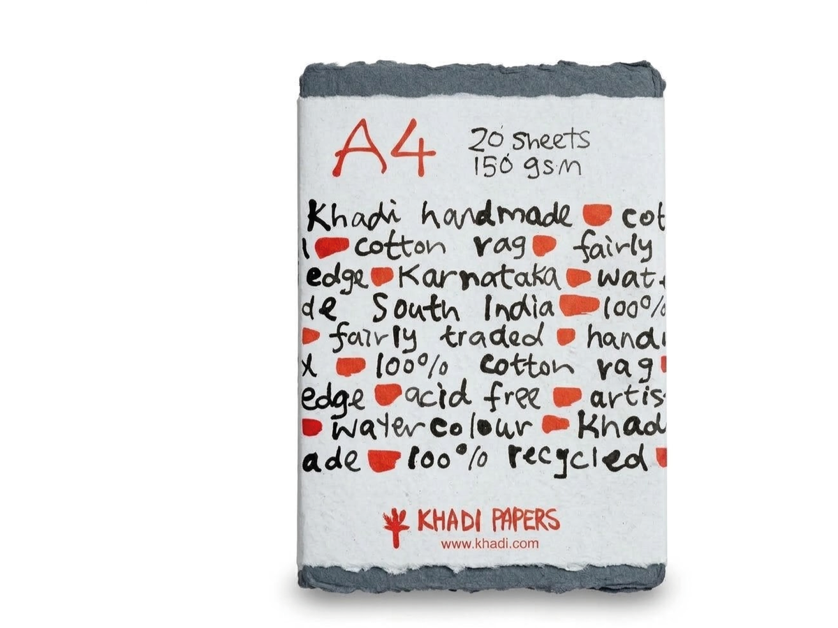 KHADI INDIA HADERNPAPIER A4 150G/M² MEDIUM 20 BLATT DUNKEL GRAU 1