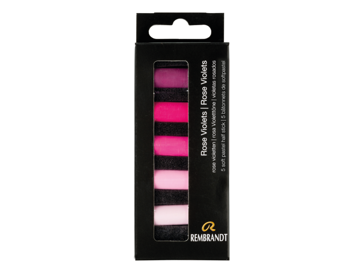 REMBRANDT SOFTPASTEL SET ROSE VIOLETS HALBE KREIDEN 5X 1