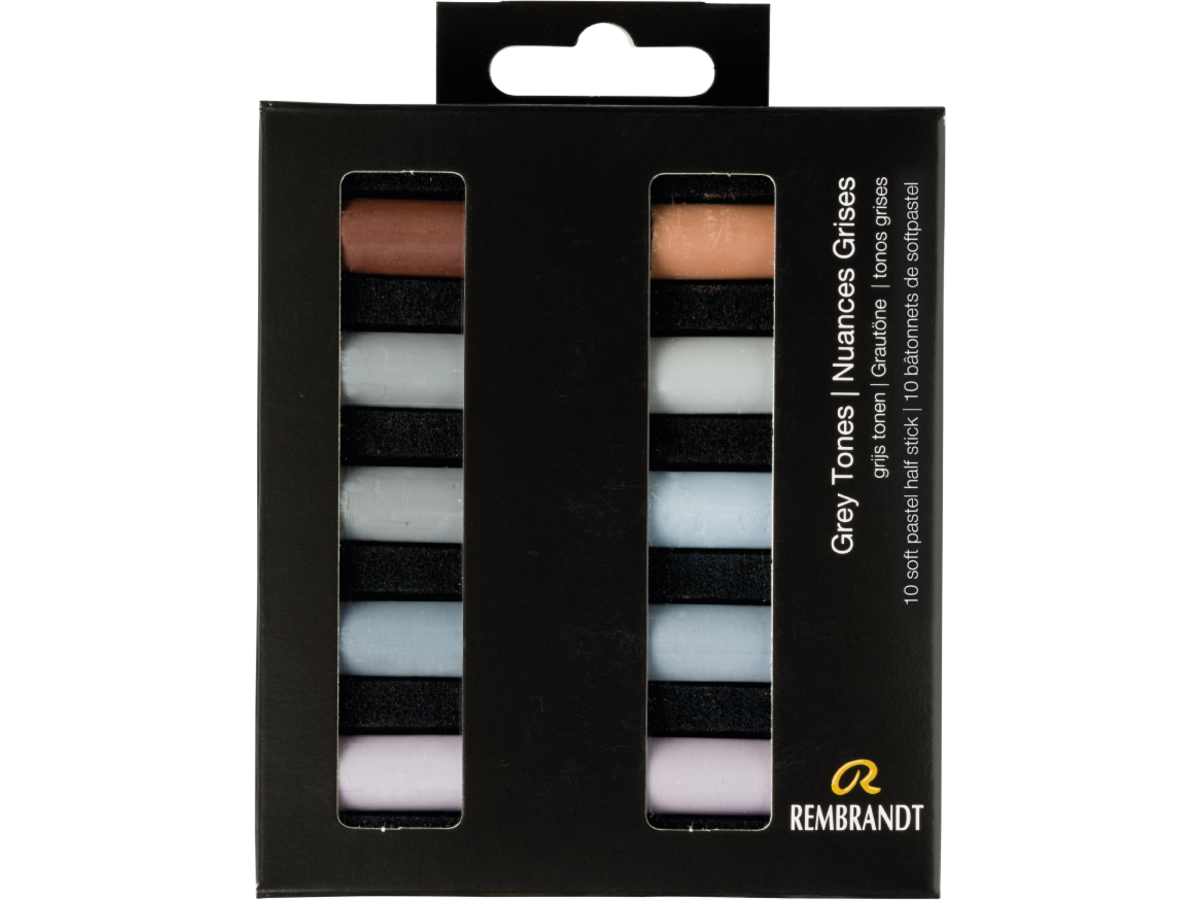 REMBRANDT SOFTPASTEL SET GREY TONES HALBE KREIDEN 10X 1