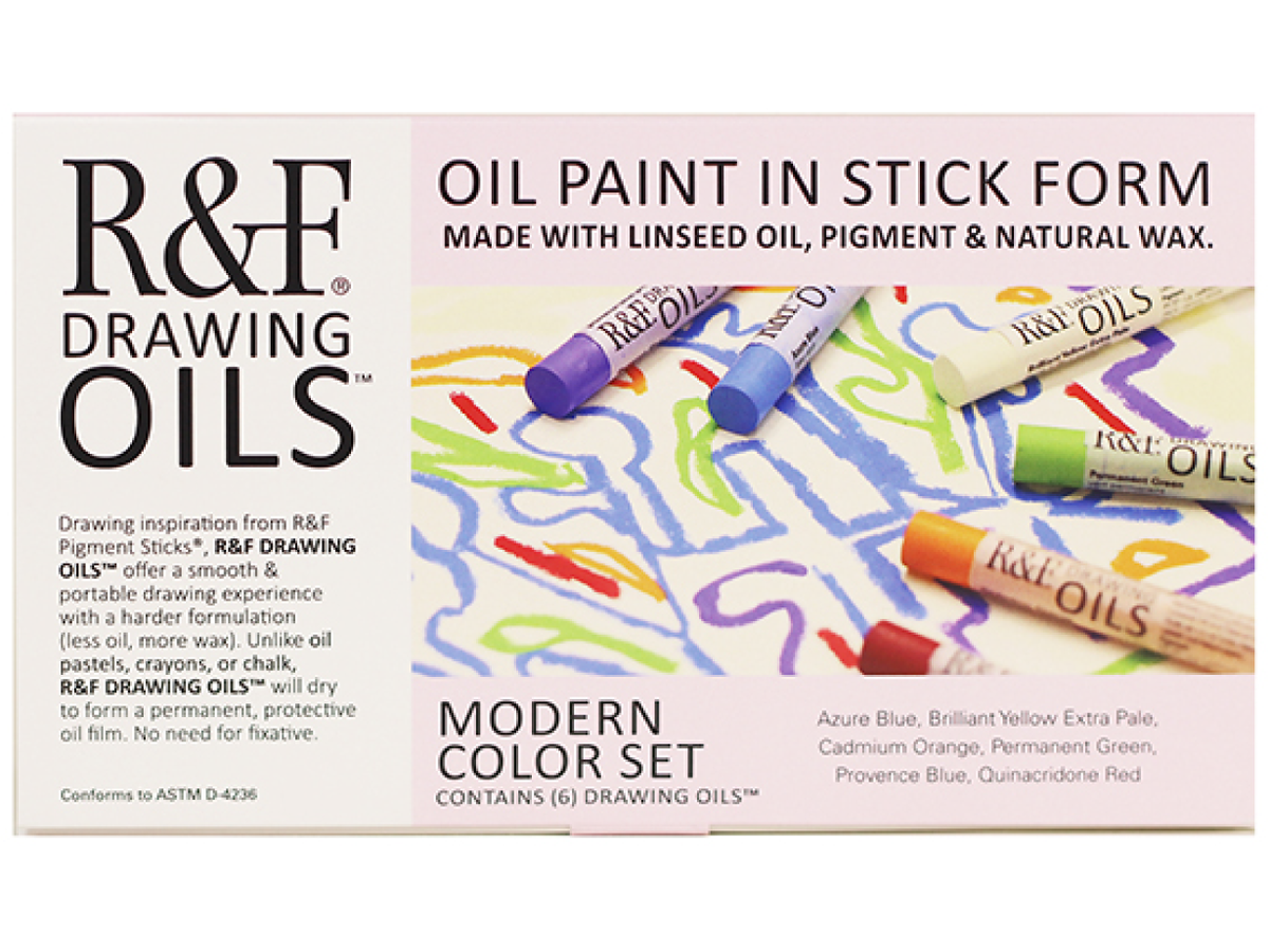 R&F DRAWING OIL STICK 12ML MODERN COLOR SET 6X 1