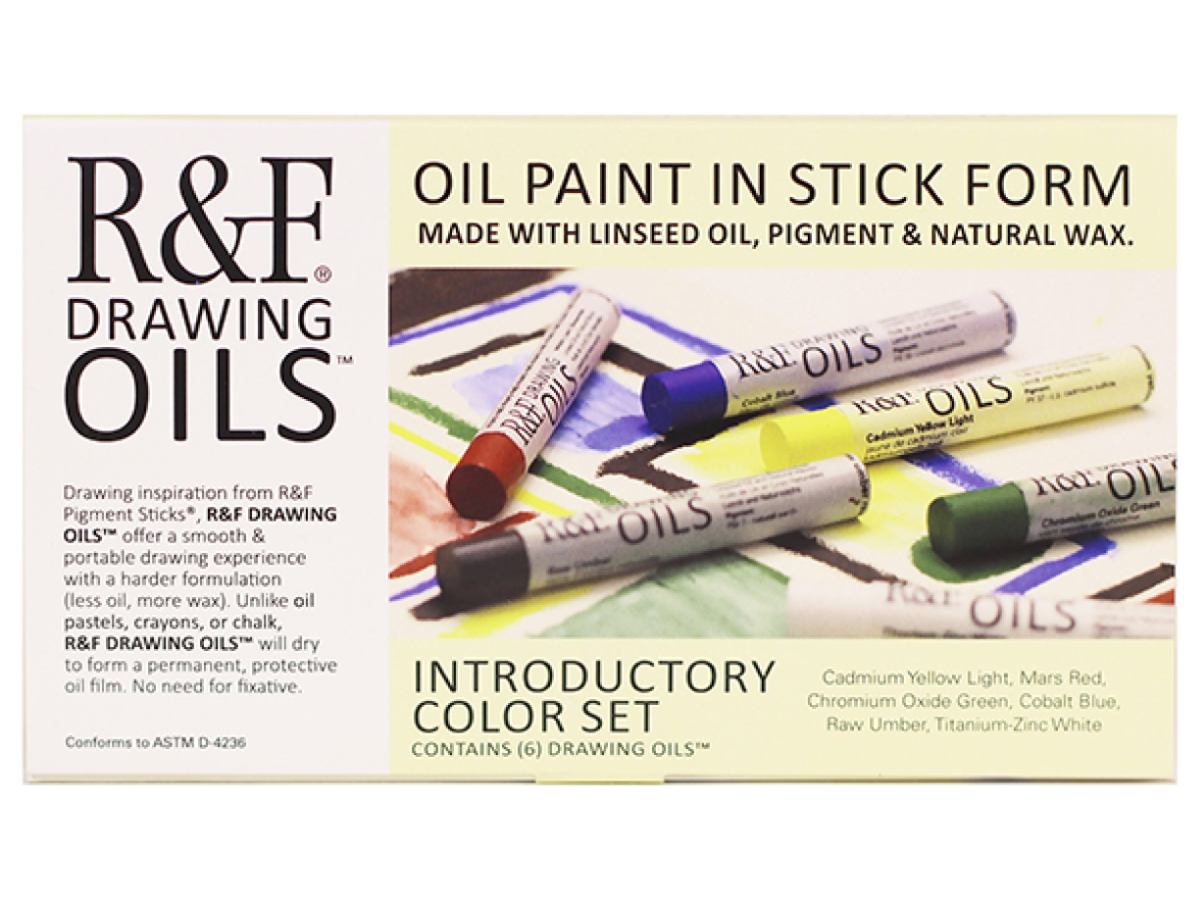 R&F DRAWING OIL STICK 12ML INTRODUCTORY COLOR SET 6X 1