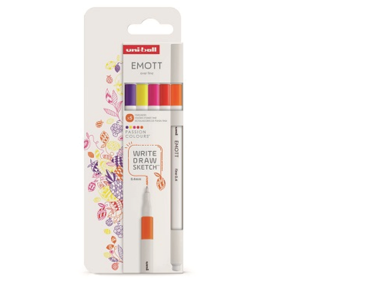 UNI-BALL EMOTT FINELINERSET PASSION COLORS 5X 1