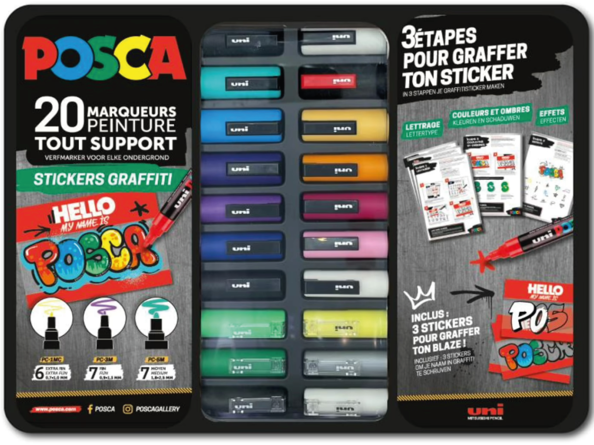 UNI POSCA MARKERSET STICKERS GRAFFITI 20STUKS 1