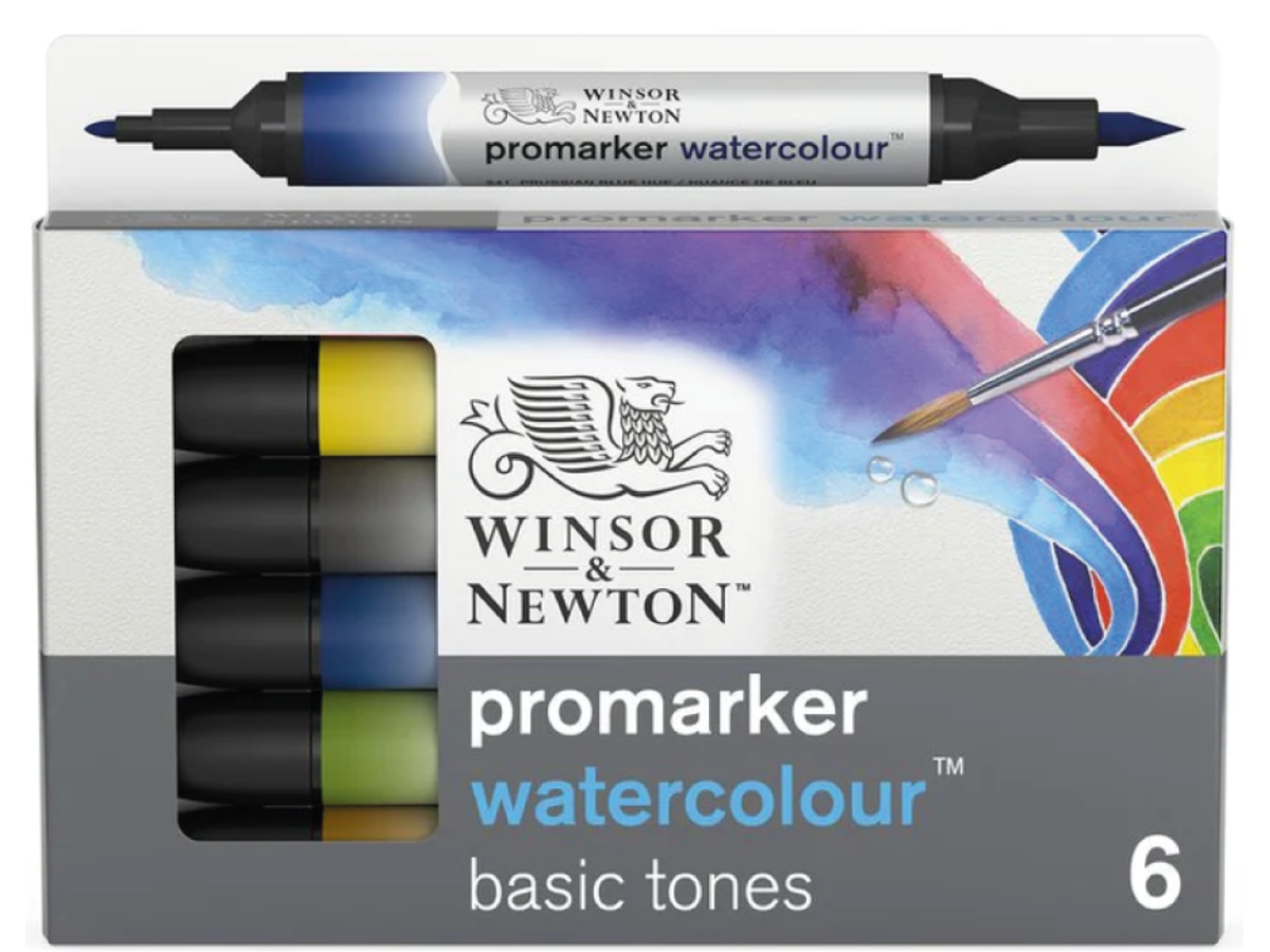 WINSOR & NEWTON PROMARKER WATERCOLOUR SET BASIC TONES 6X 1