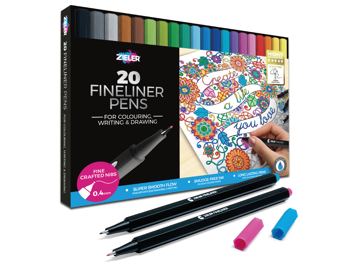 ZIELER COLOURED FINELINER SET 20X 1