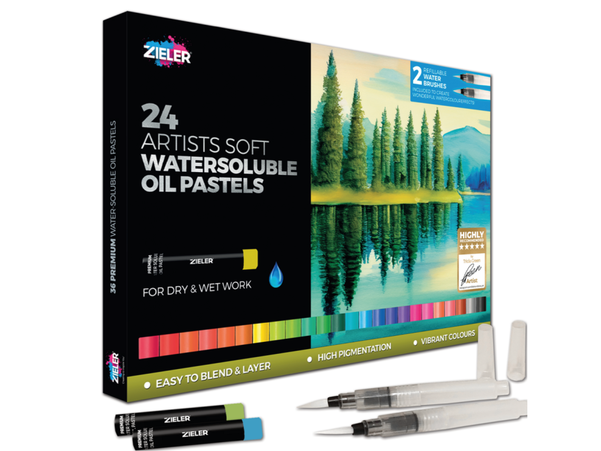 ZIELER PREMIUM WASSERLÖSLICHE ÖLPASTELLE 24 STÜCK 1