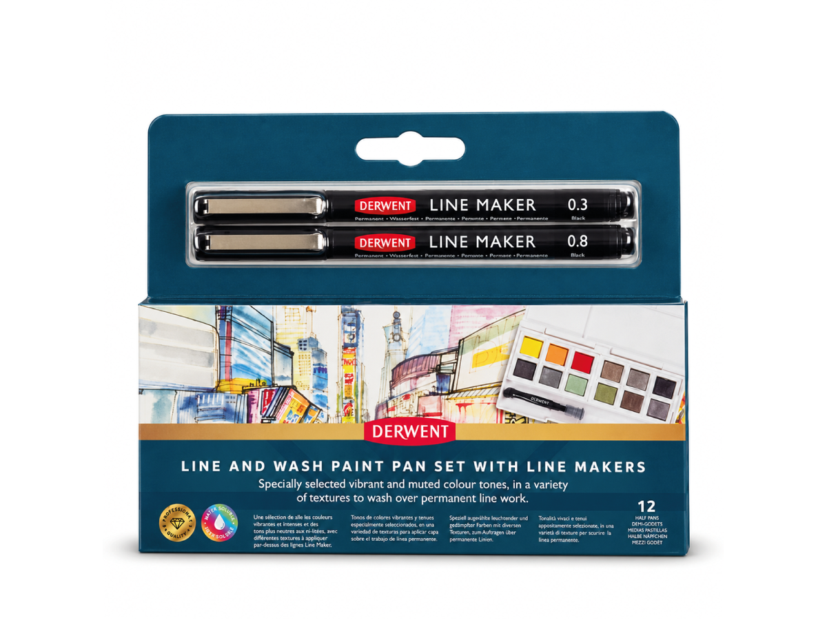 DERWENT LINE AND WASH PAINT PAN 12ER  SET 1