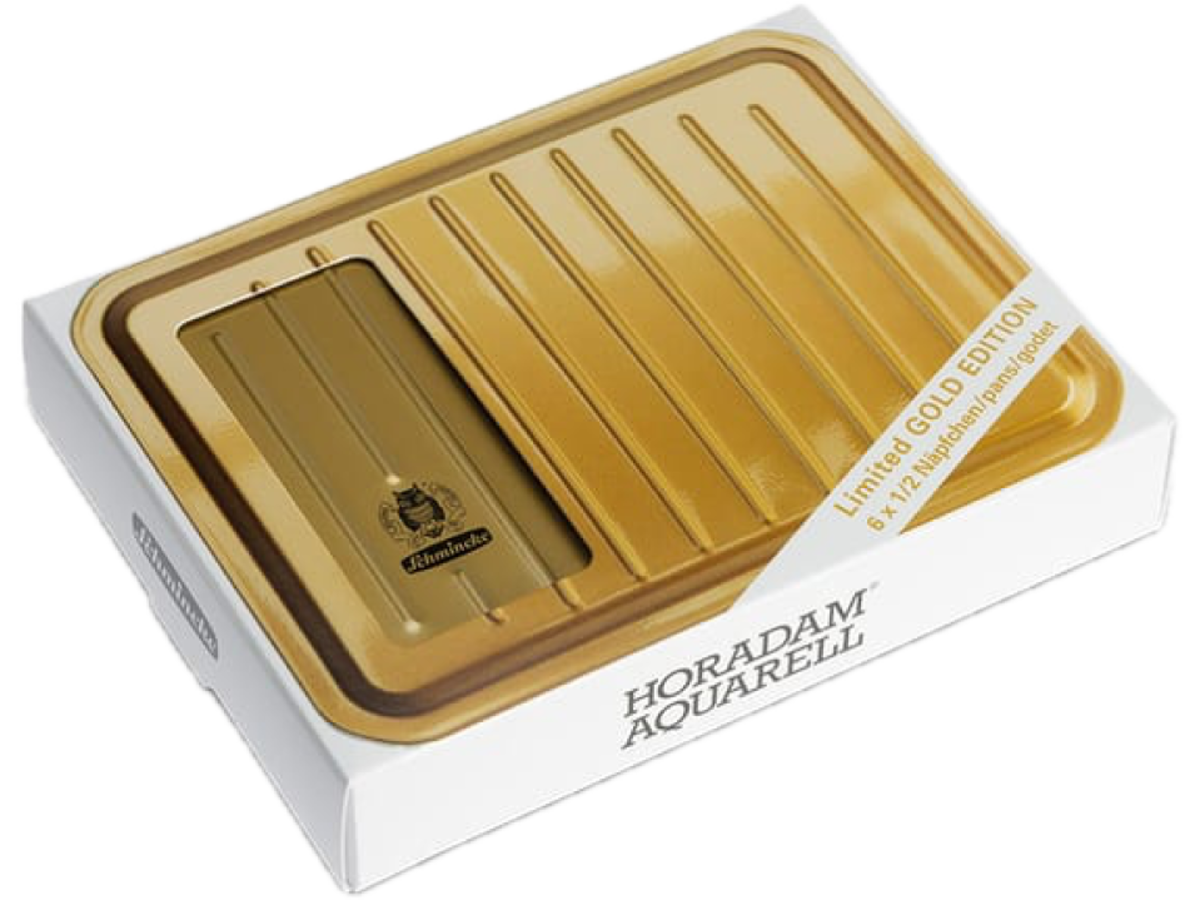 SCHMINCKE HORADAM AQUARELL SET GOLD 6X 1/2 NAP + 12X LEER LIMITED EDITION WECK=WECK 1