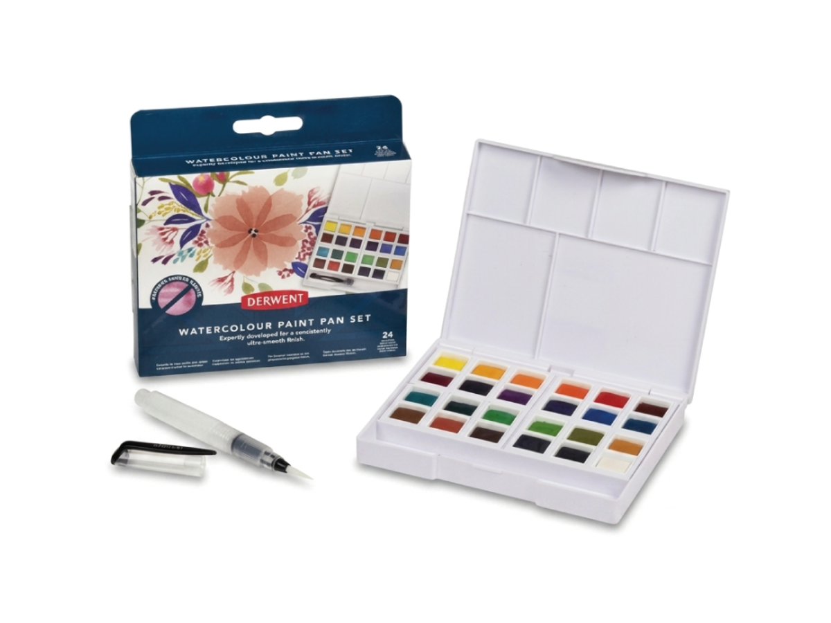 DERWENT AQUARELLFARBEN SET WATERCOLOUR 24 NÄPFCHEN 1