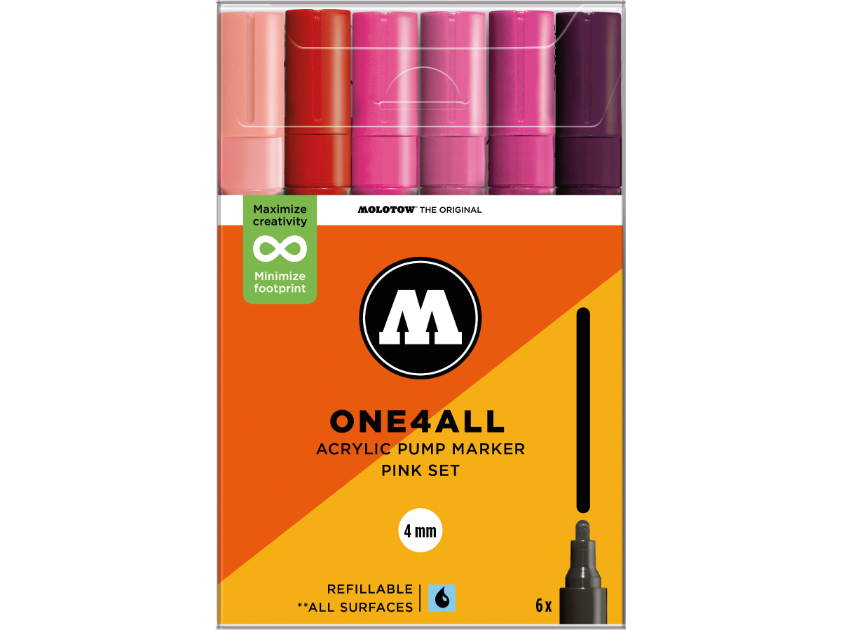 MOLOTOW ONE4ALL MARKERSET 227HS 4MM PINK 6X 1