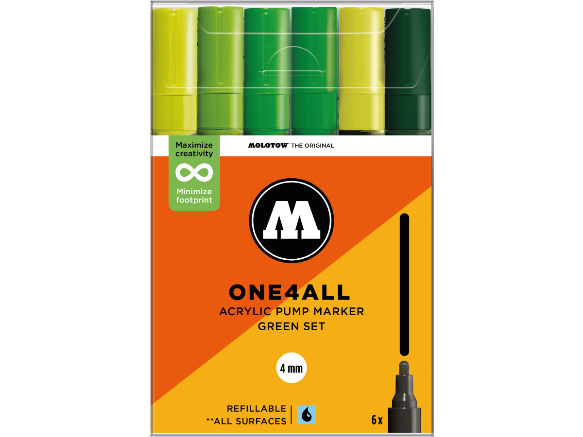 MOLOTOW ONE4ALL MARKERSET 227HS 4MM GREEN 6X 1