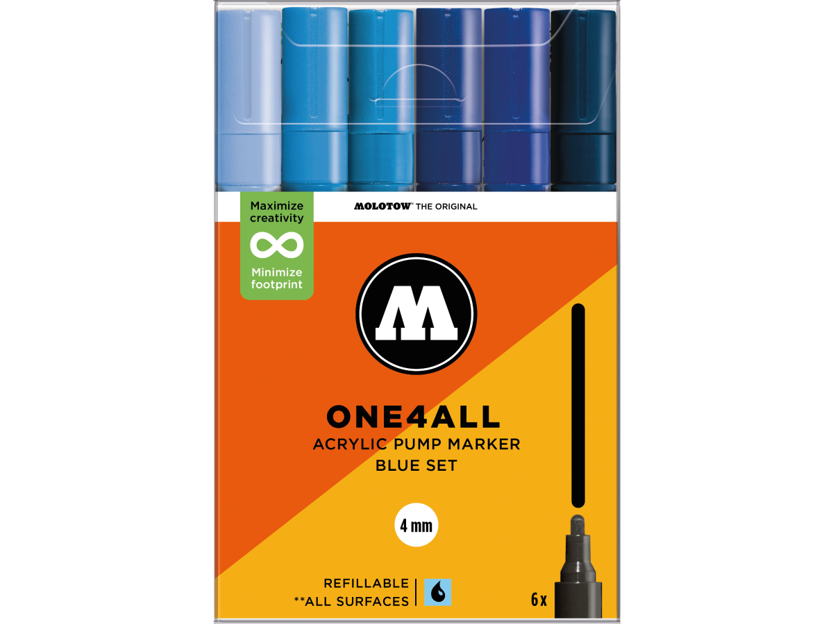 MOLOTOW ONE4ALL MARKERSET 227HS 4MM BLUE 6X 1