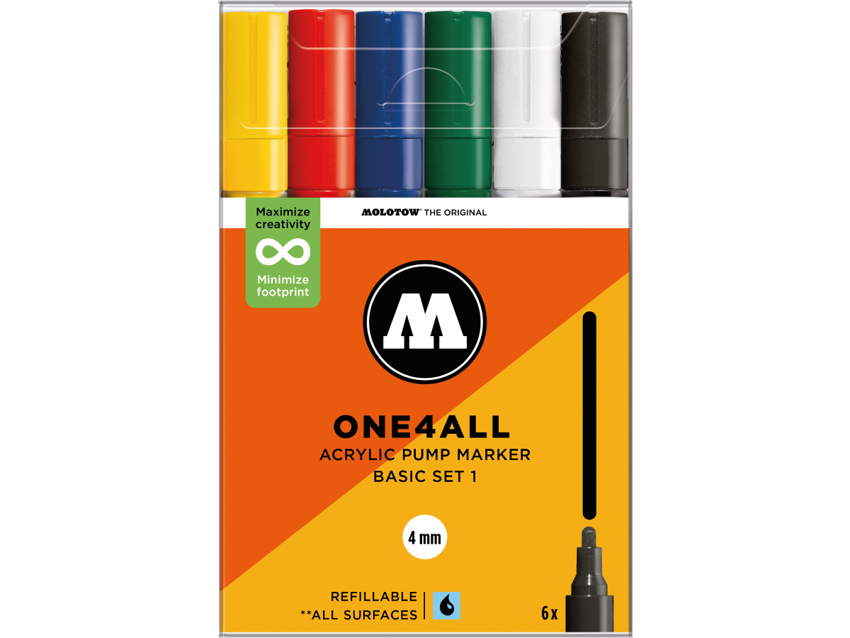 MOLOTOW ONE4ALL MARKERSET 227HS 4MM BASIC 1 6X 1