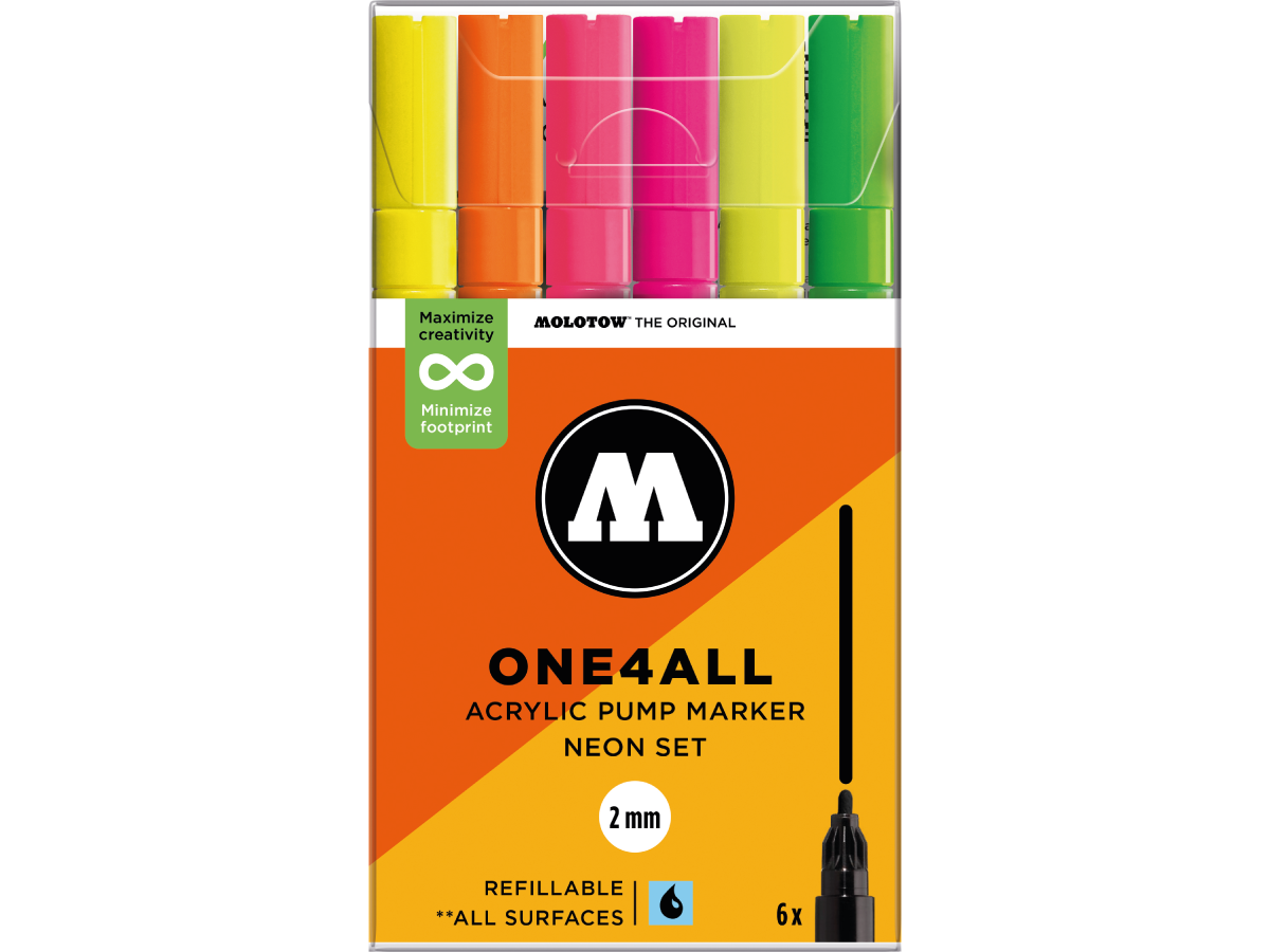 MOLOTOW ONE4ALL MARKERSET 127HS 2MM NEON 6X 1