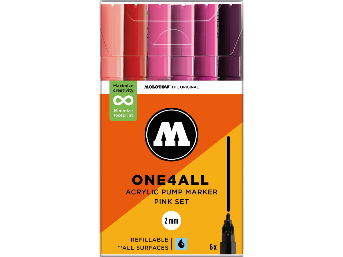 MOLOTOW ONE4ALL MARKERSET 127HS 2MM PINK 6X 1