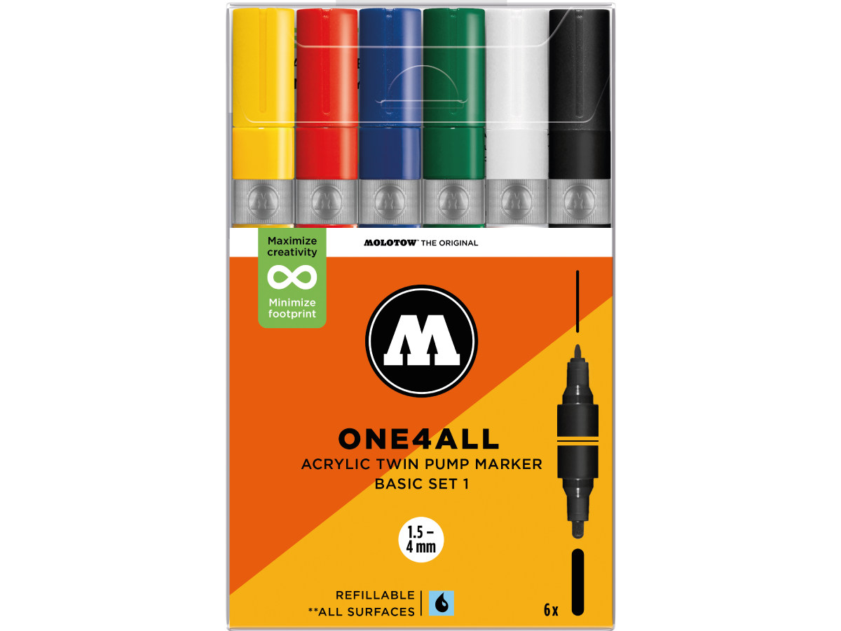 MOLOTOW ONE4ALL MARKERSET TWIN 1,5+4MM BASIC 1 6X 1