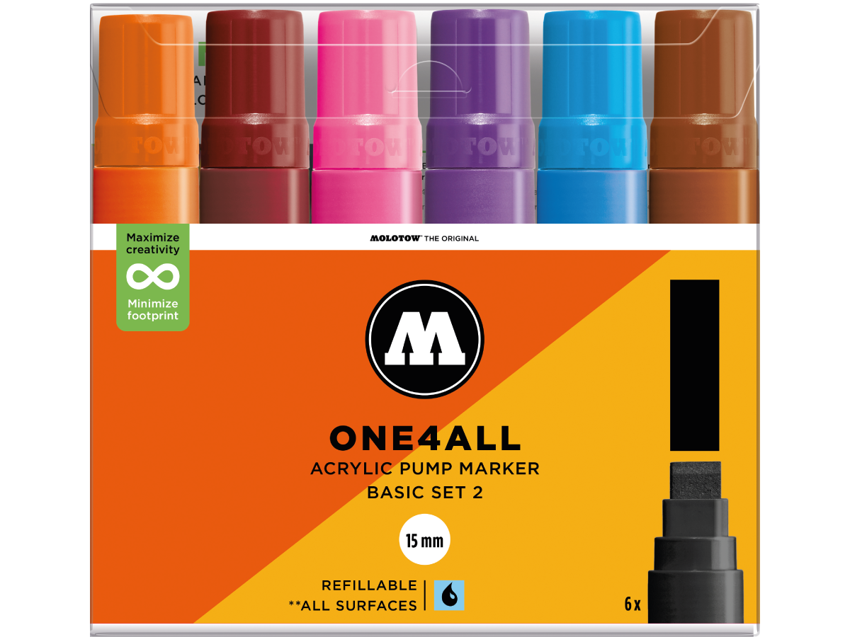 MOLOTOW ONE4ALL MARKERSET 627HS 15MM BASIC 2 6STUKS 1