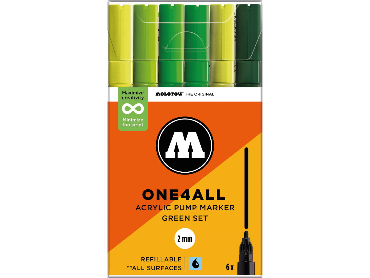 MOLOTOW ONE4ALL MARKERSET 127HS 2MM GREEN 6X 1