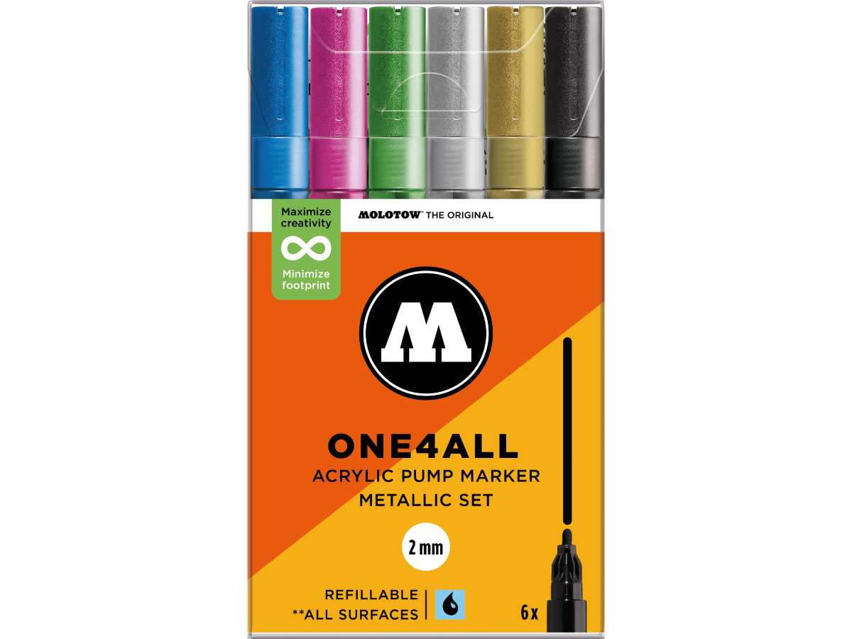 MOLOTOW ONE4ALL MARKERSET 127HS 2MM METALLIC 6X 1