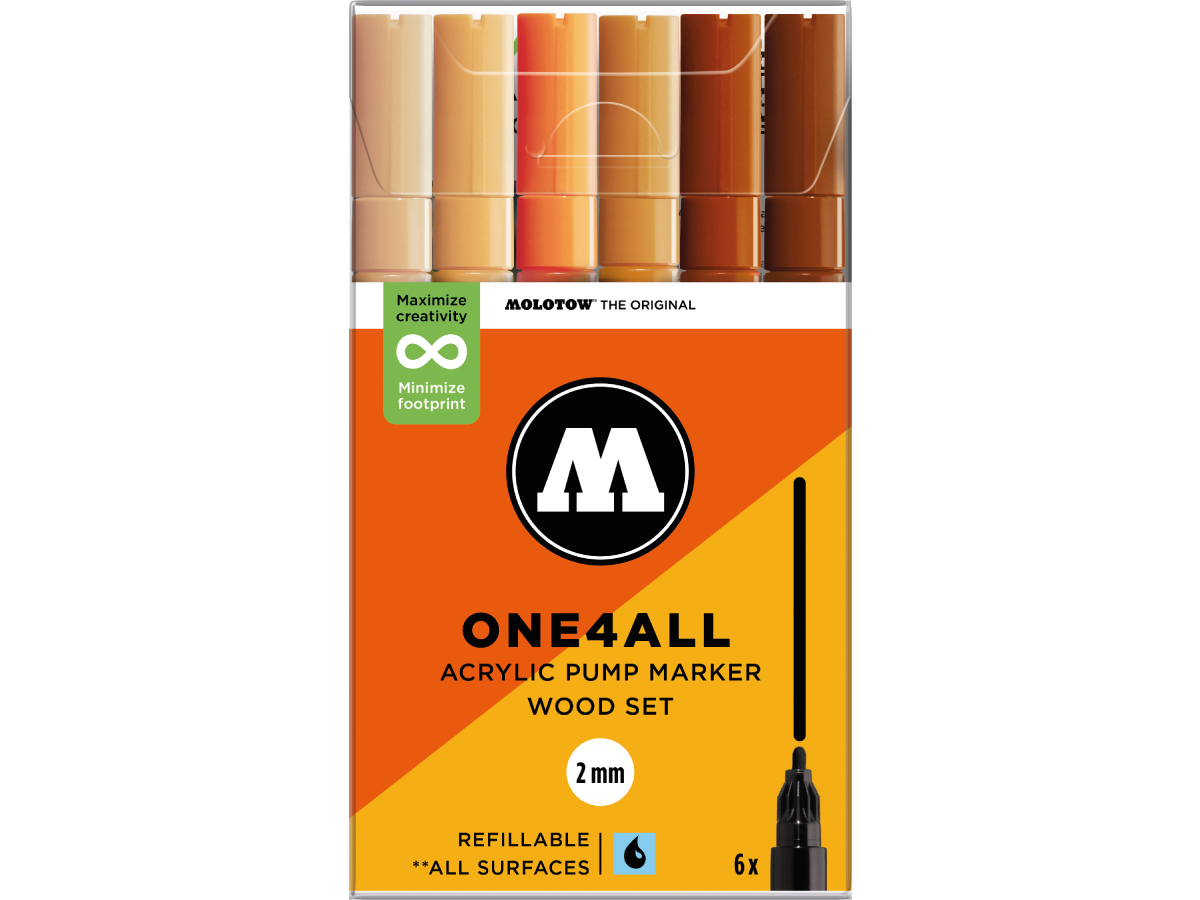 MOLOTOW ONE4ALL MARKERSET 127HS 2MM WOOD 6X 1