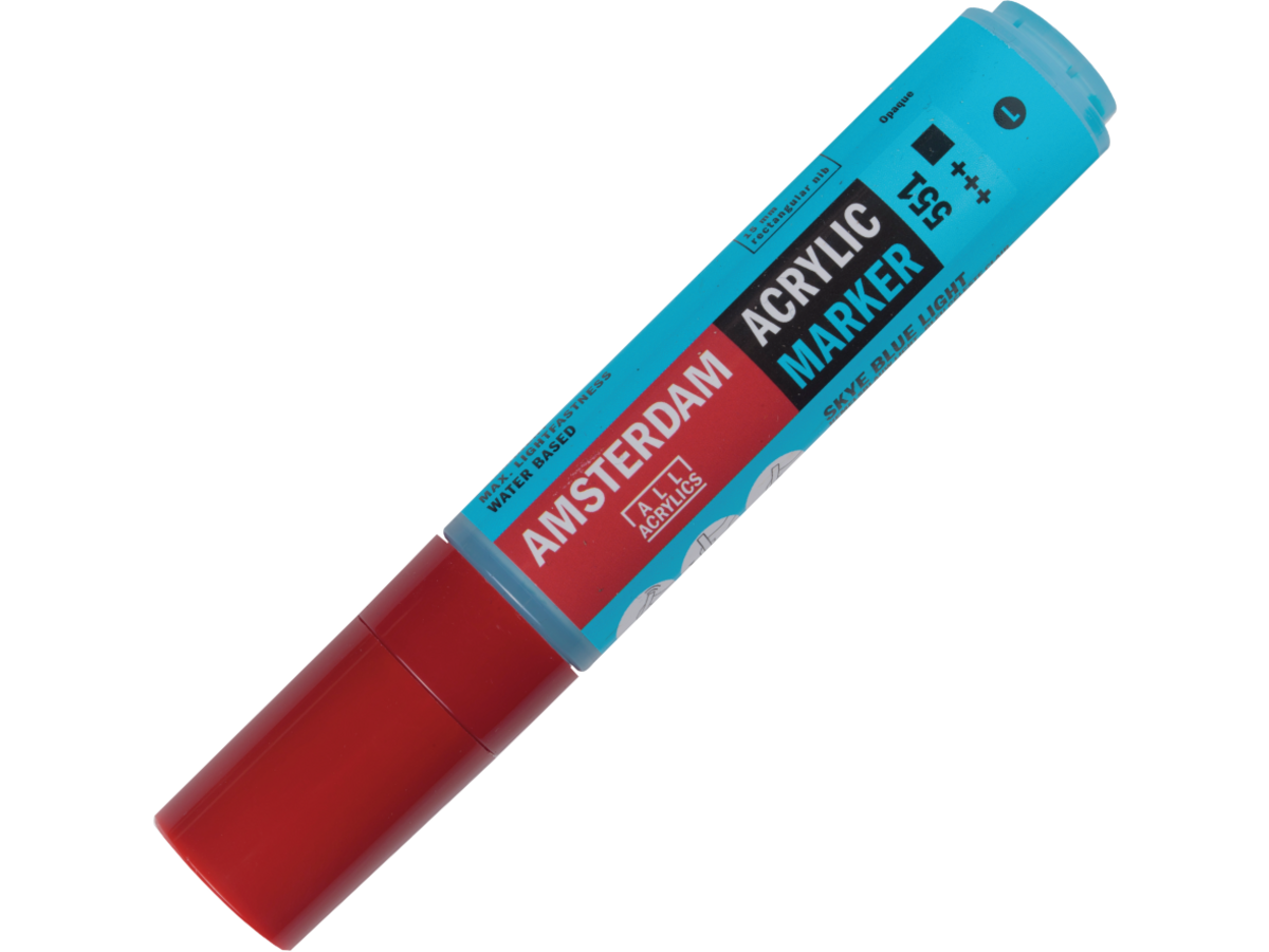 AMSTERDAM ACRYL MARKER 15MM KANTIG HIMMELBLAU HELL 1