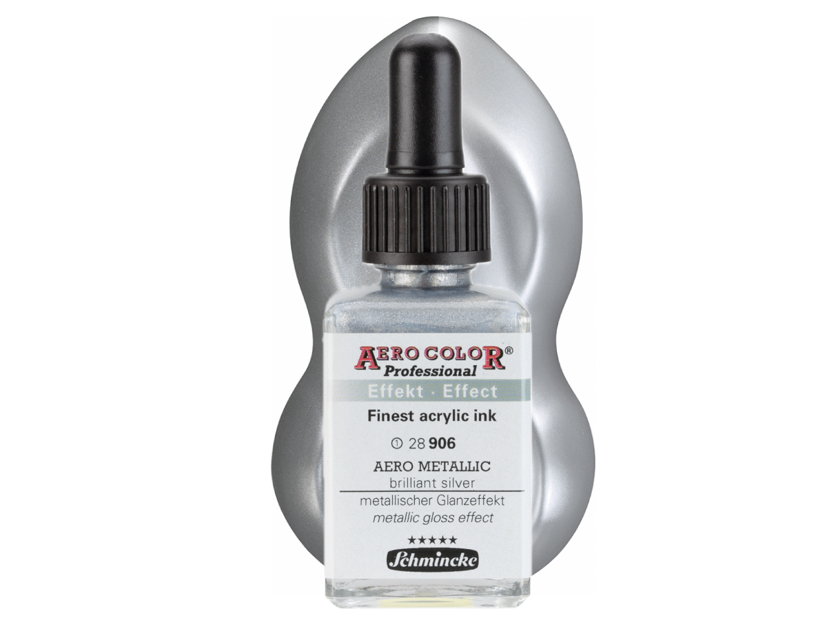 SCHMINCKE AERO COLOR ACRYLIC INK EFFECT 28ML 906 SILVER 1
