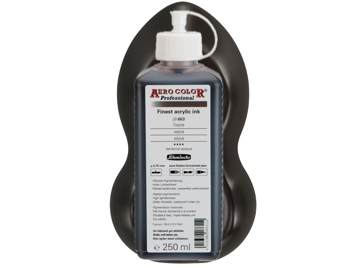 SCHMINCKE AERO COLOR ACRYLIC INK 250ML 603 SEPIA 1