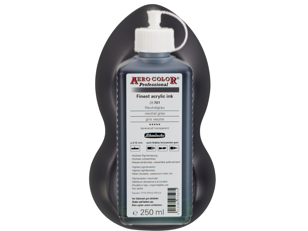 SCHMINCKE AERO COLOR ACRYLIC INK 250ML 701 NEUTRAL GREY 1