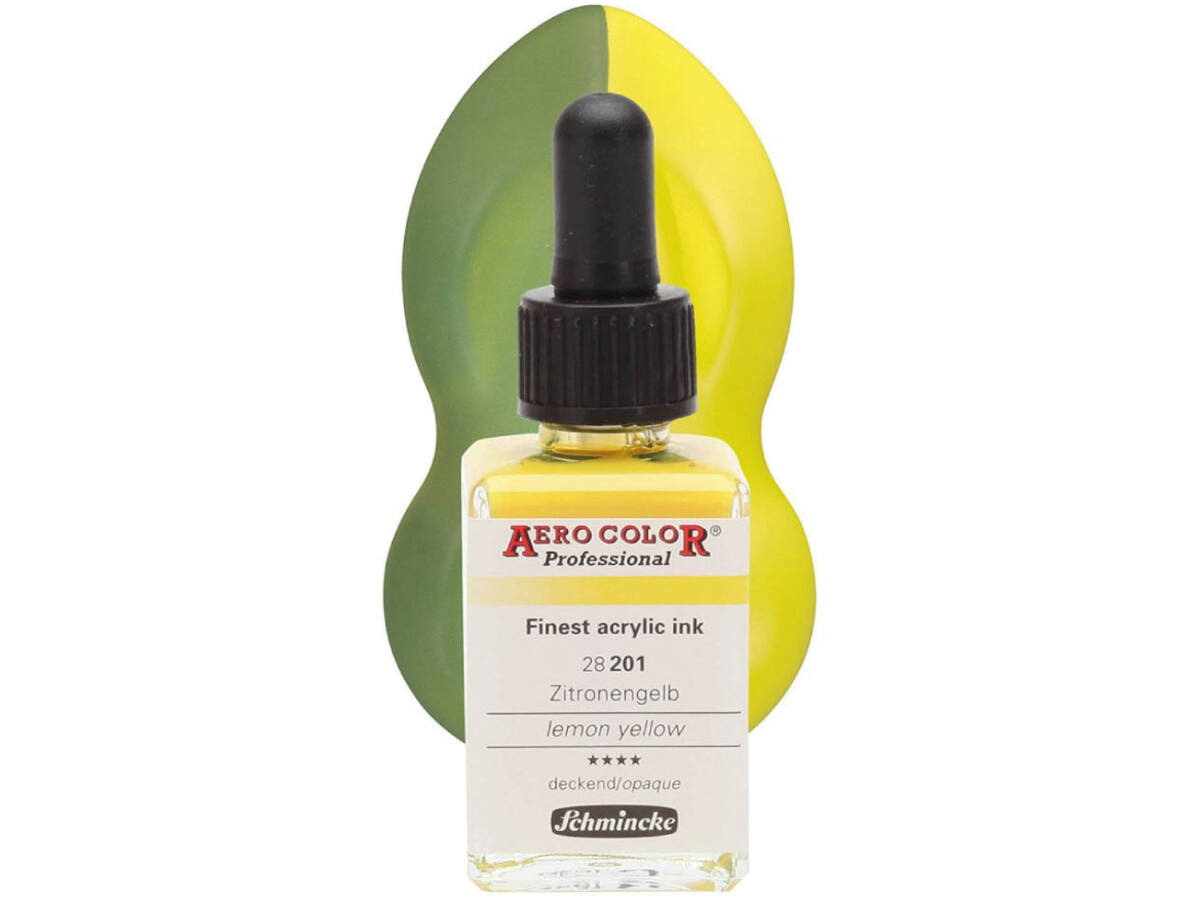 SCHMINCKE AERO COLOR ACRYLIC INK 28ML 201 ZITRONENGELB 1