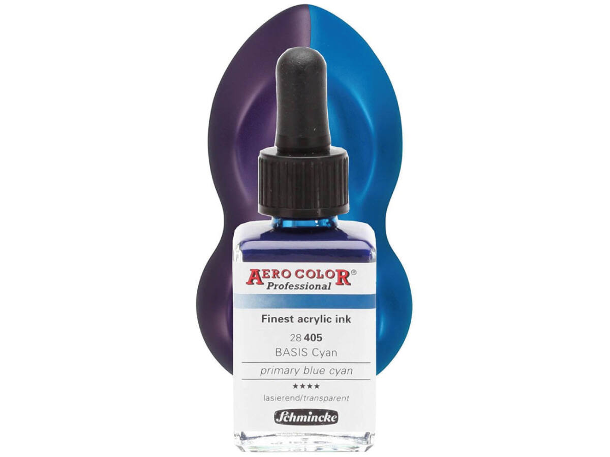 SCHMINCKE AERO COLOR ACRYLIC INK 28ML 405 BASIS CYAN 1