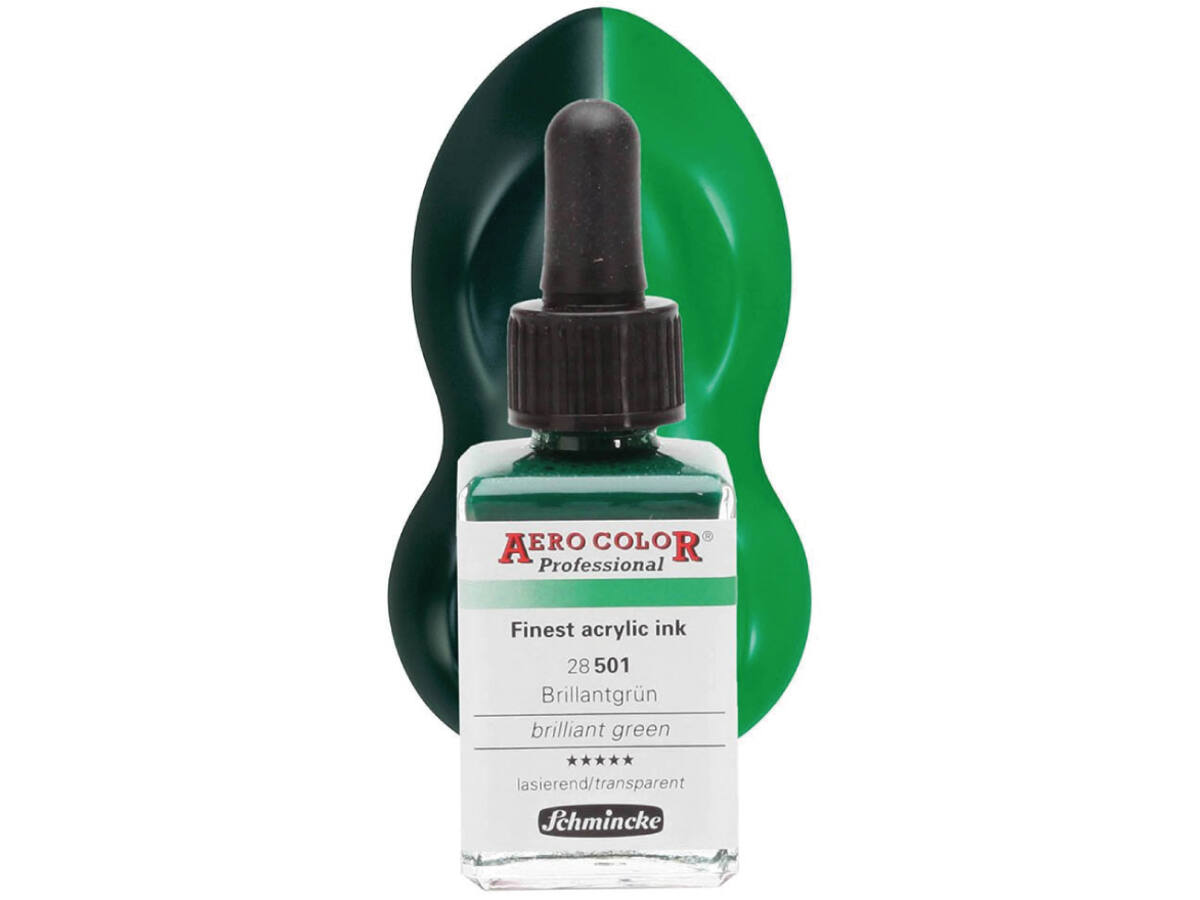 SCHMINCKE AERO COLOR ACRYLIC INK 28ML 501 BRILLANTGRUN 1