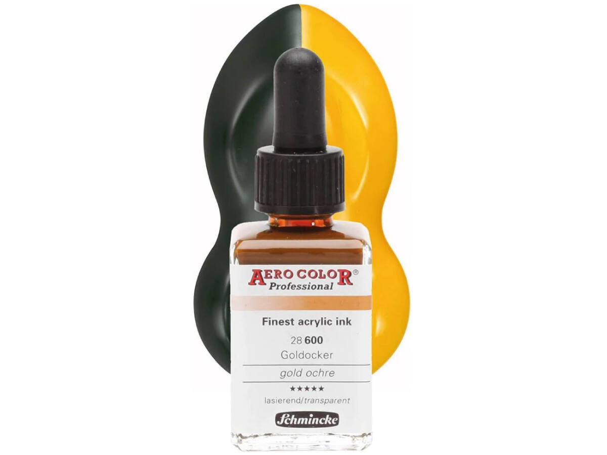 SCHMINCKE AERO COLOR ACRYLIC INK 28ML 600 GOLDOCKER 1