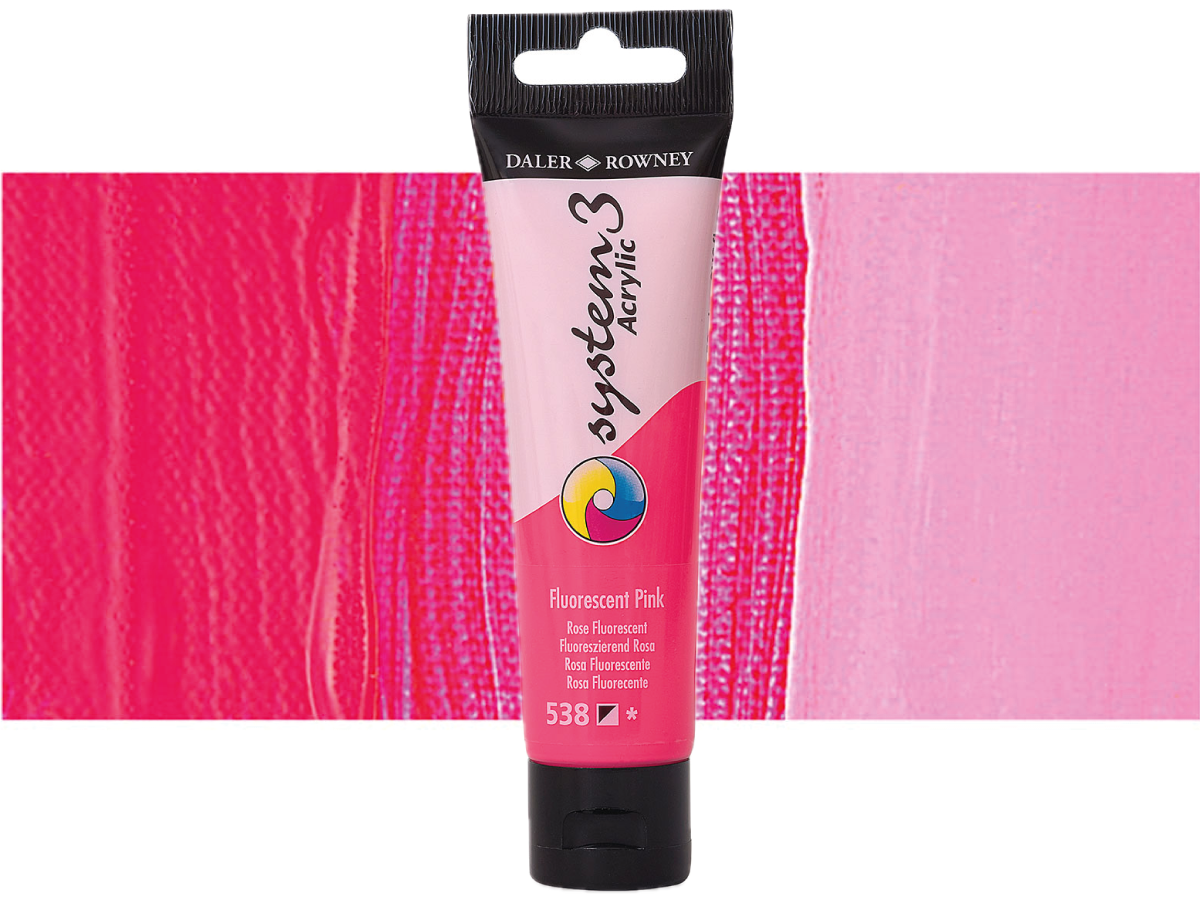 DALER ROWNEY SYSTEM 3 ACRYL 150ML 538 FLUORESCENT PINK 1