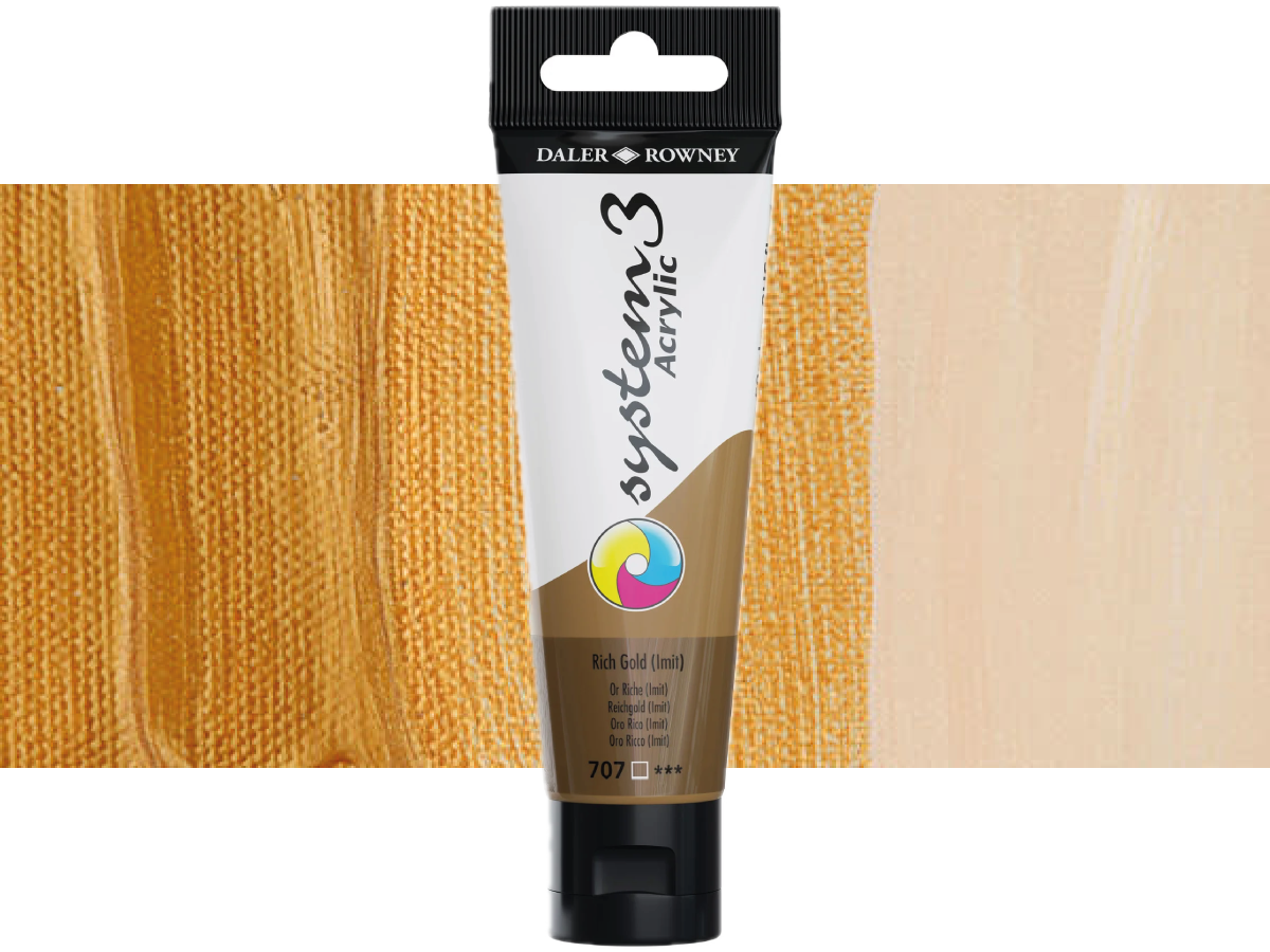 DALER ROWNEY SYSTEM 3 ACRYL 150ML 707 RICH GOLD HUE 1