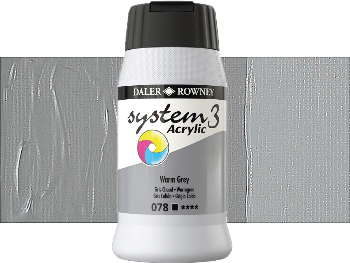 ROWNEY SYSTEM 3 ACRYL 500ML 078 S1 WARM GREY 1
