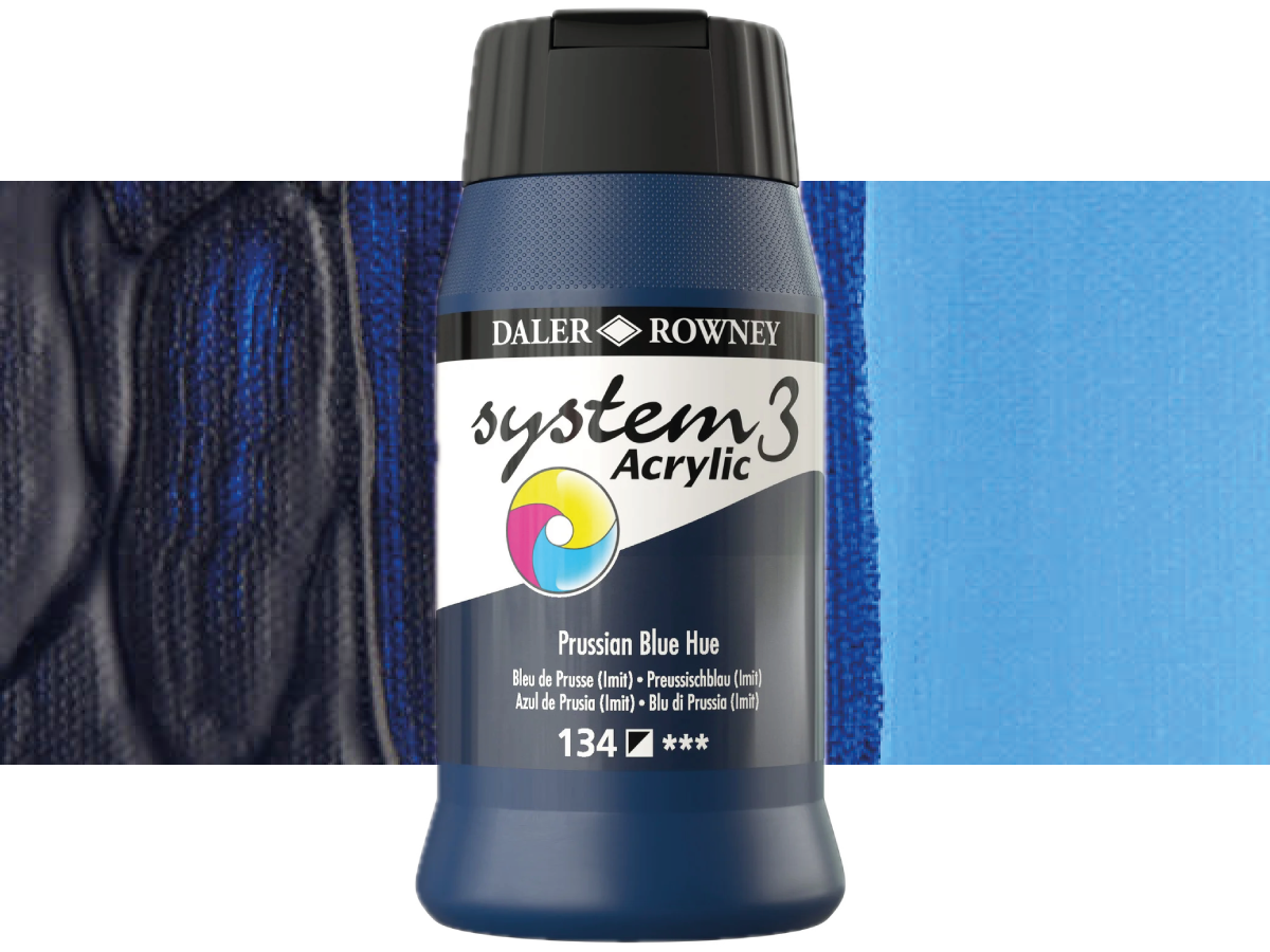 DALER ROWNEY SYSTEM 3 ACRYL 500ML 134 PRUSSIAN BLUE HUE 1