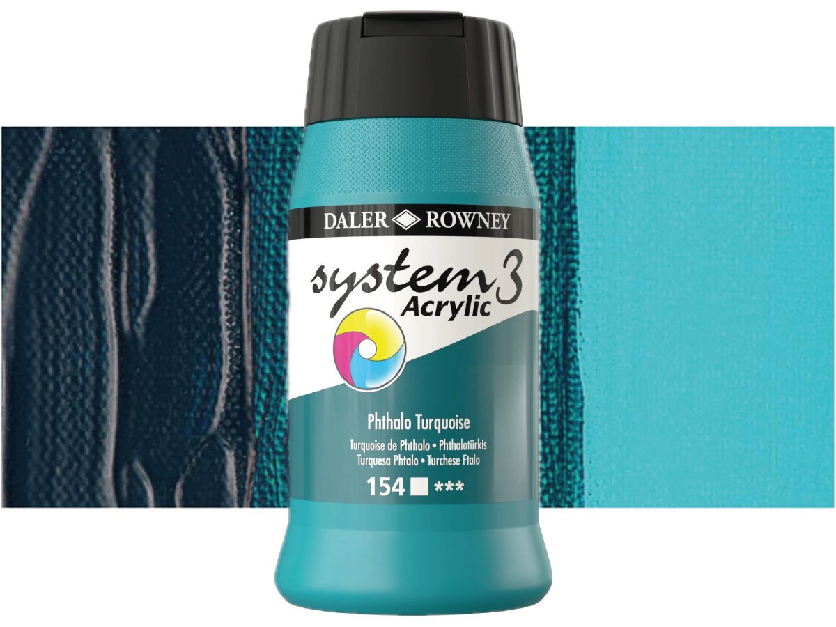 ROWNEY SYSTEM 3 ACRYL 500ML 154 S1 PHTHALO TURQUOISE 1
