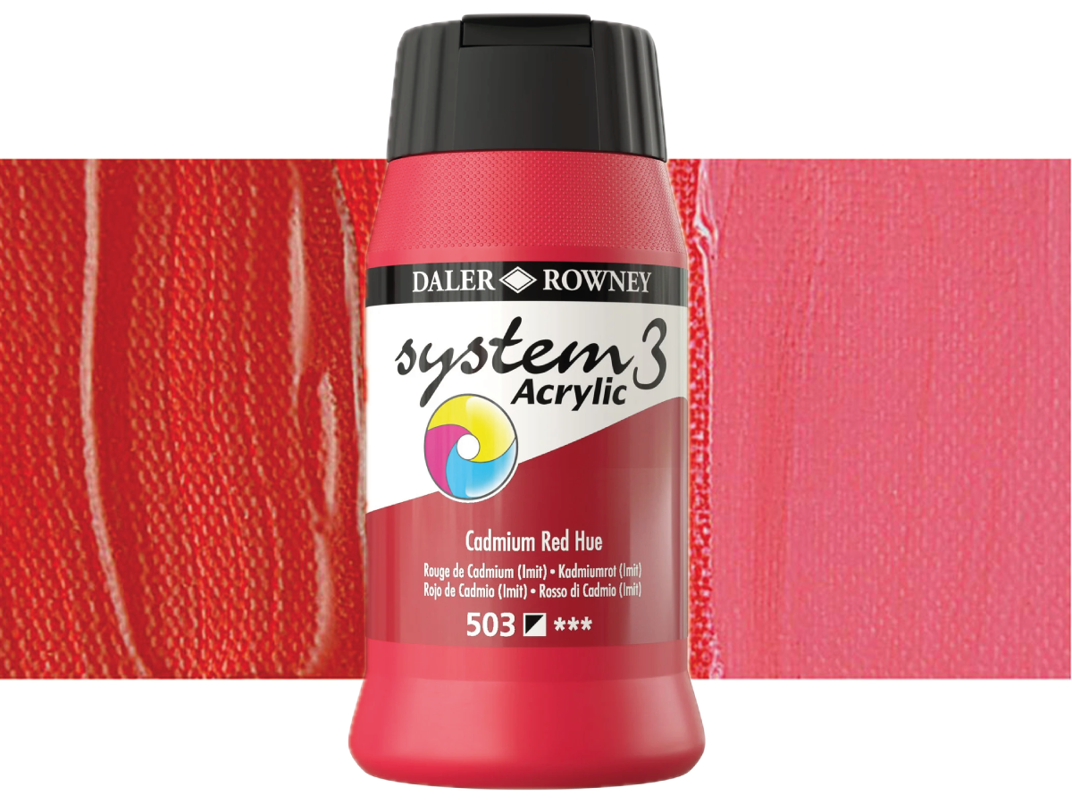 DALER ROWNEY SYSTEM 3 ACRYL 500ML 503 CADMIUM RED HUE 1