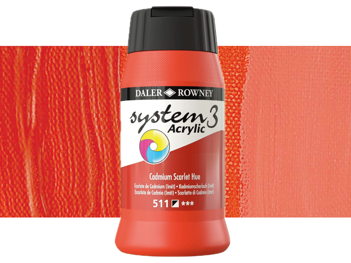 DALER ROWNEY SYSTEM 3 ACRYL 500ML 511 CADMIUM SCARLET HUE 1
