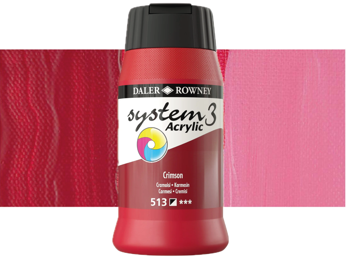 ROWNEY SYSTEM 3 ACRYL 500ML 513 S1 CRIMSON 1