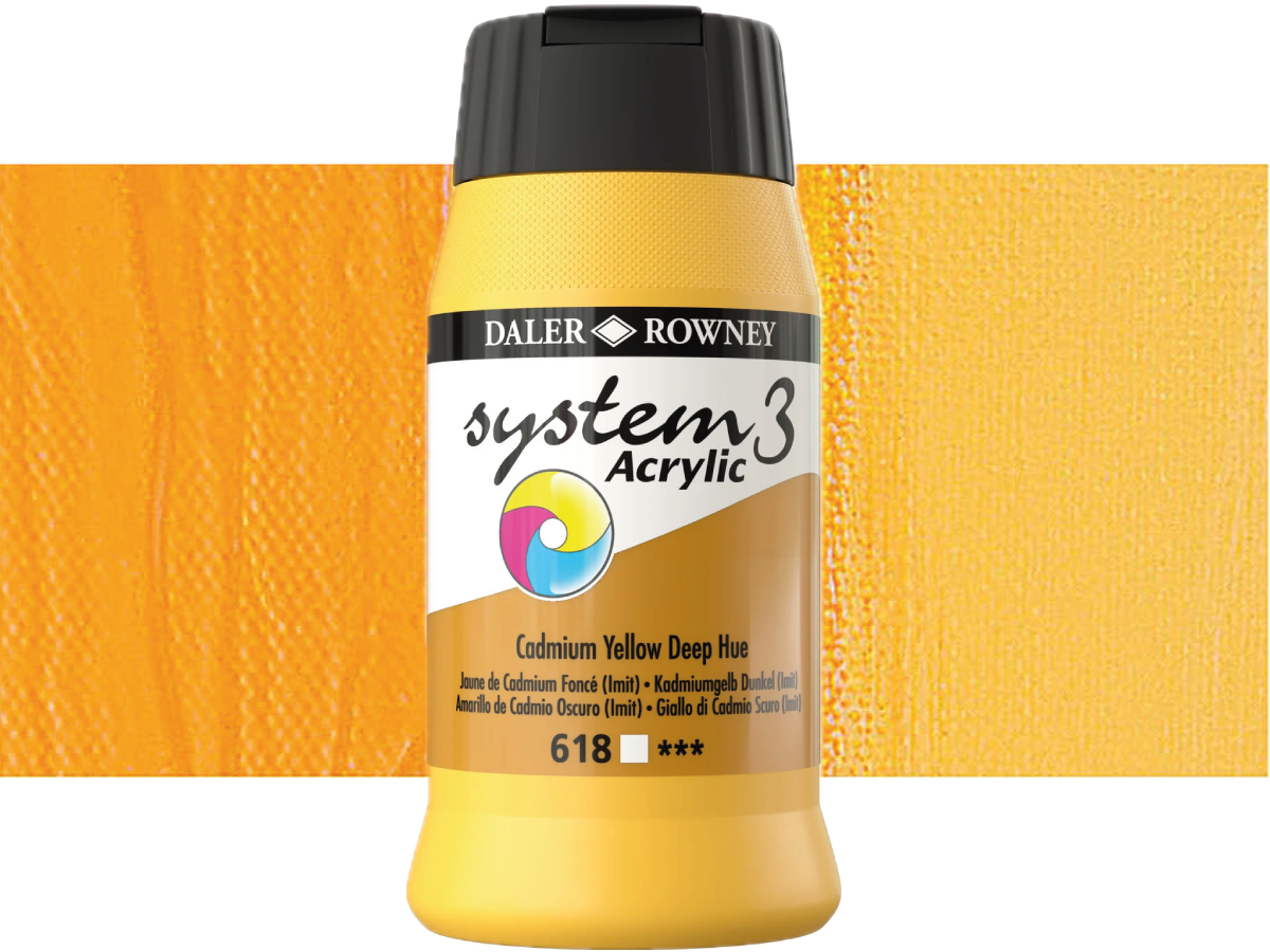 DALER ROWNEY SYSTEM 3 ACRYL 500ML 618 CADMIUM YELLOW DEEP 1