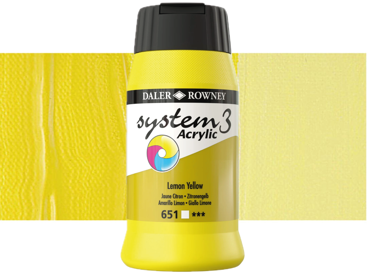 DALER ROWNEY SYSTEM 3 ACRYL 500ML 651 LEMON YELLOW 1
